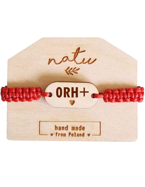 Bransoletka medyczna z grawerem – personalizowana bransoletka bezpieczeństwa z informacją o grupie krwi, alergii lub chorobie, ręcznie pleciona z drewnianą zawieszką, Natu Artwork