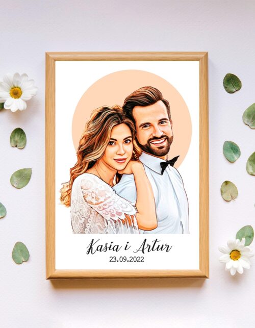 Personalizowany plakat ślubny dla rodziców — grafika ze zdjęcia, romantyczna pamiątka w stylu NATU Artwork.