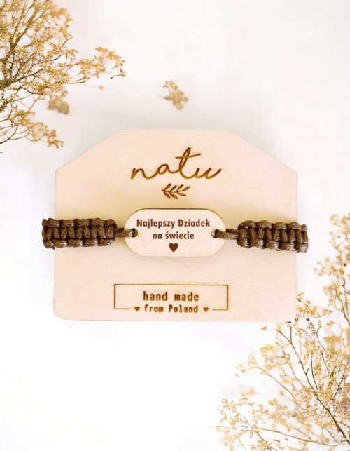 Bransoletka dla dziadka z grawerem od wnuków – męska personalizowana bransoletka na Dzień Dziadka, prezent z dedykacją „najlepszy dziadek”, Natu Artwork