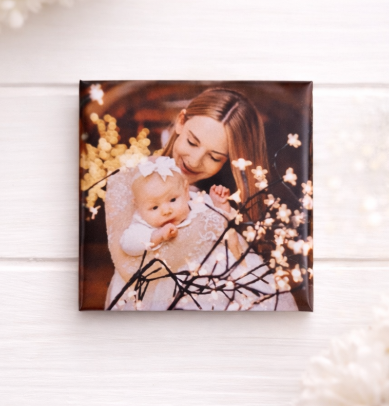 Magnes ze Zdjęciem 5×5 cm – Personalizowany Fotomagnes na Lodówkę | Podziękowania dla Gości / Prezent