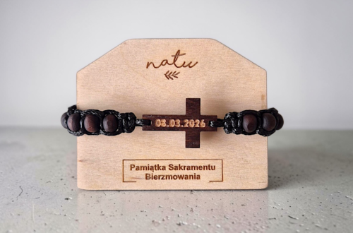 bransoletka z krzyzykiem prezent na bierzmowanie pamiatka sakramentu bierzmowania natu artwork