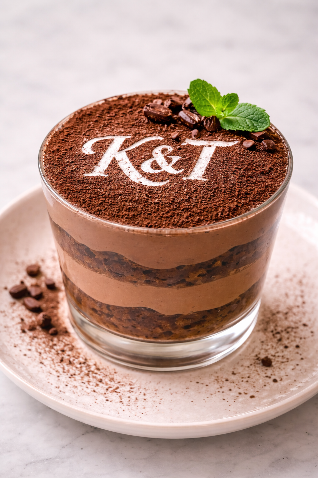 Szablon do deserów z logo i inicjałami – personalizowany stencil do tiramisu i kawy
